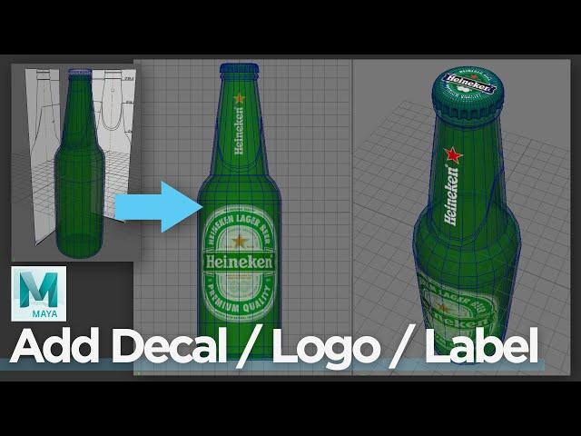 How to Add Graphics Label, Logo, Decals, into 3D model, Maya 3D UV mapping tutorial - Part 2