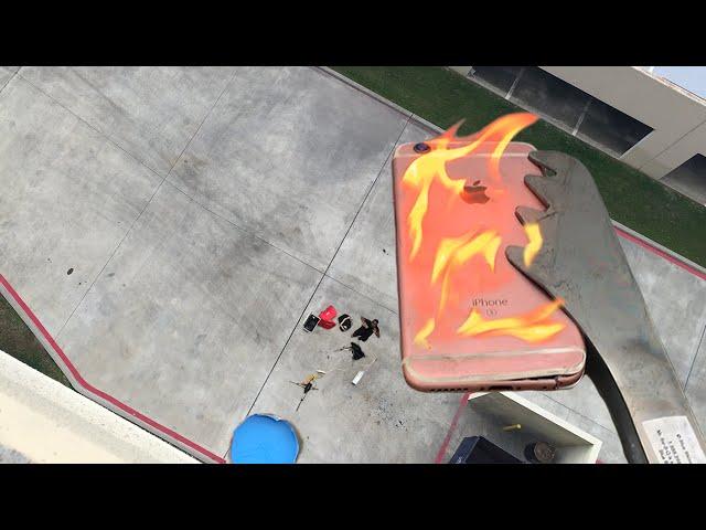 Can Flaming iPhone 6s Survive 100 FT Drop into Kiddie Pool of Water? - GizmoSlip