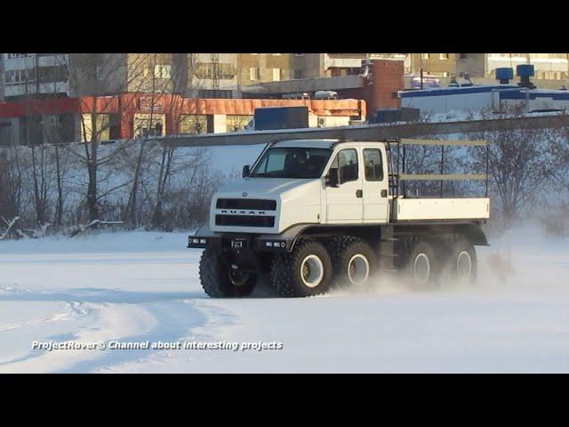 Russian all-terrain vehicle. Rusak overcoming snow