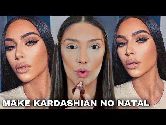 MAKE DE NATAL DA KIM KARDASHIAN *MAKE FÁCIL DE FAZER* TUTORIAL DE MAQUIAGEM COMPLETO