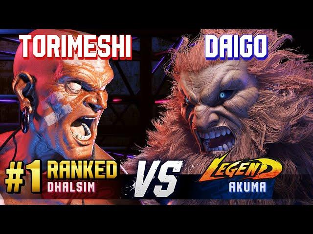 SF6 ▰ TORIMESHI (#1 Ranked Dhalsim) vs DAIGO (Akuma) ▰ High Level Gameplay