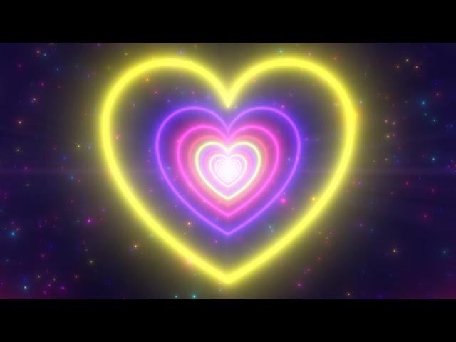 Neon Lights Love Heart Tunnel and Romantic Abstract Glow Particles 4K Moving Wallpaper Background