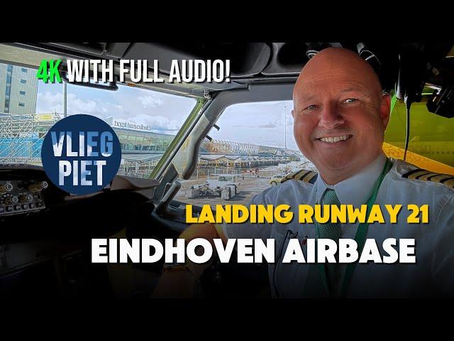 [POV Cockpit Landing] Boeing 737 at Eindhoven | Runway 21 | Vliegpiet | Full ATC audio