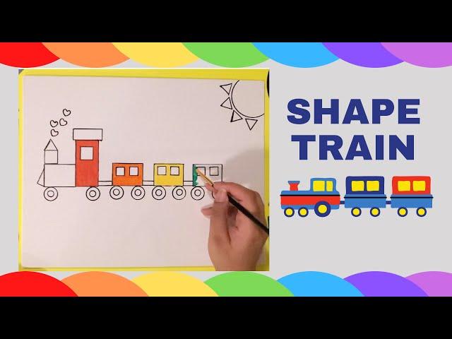 Acrylic Painting | Making Train for kids with Shapes | Circle Square Rectangle Triangle Heart |