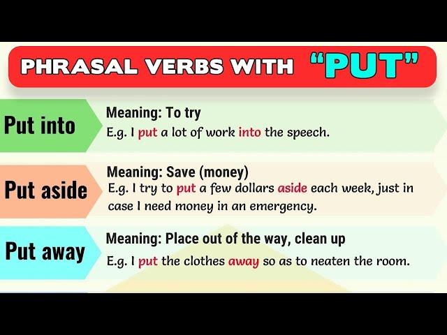 27 Commonly Used Phrasal Verbs with PUT (Put up, Put on, Put down,...)