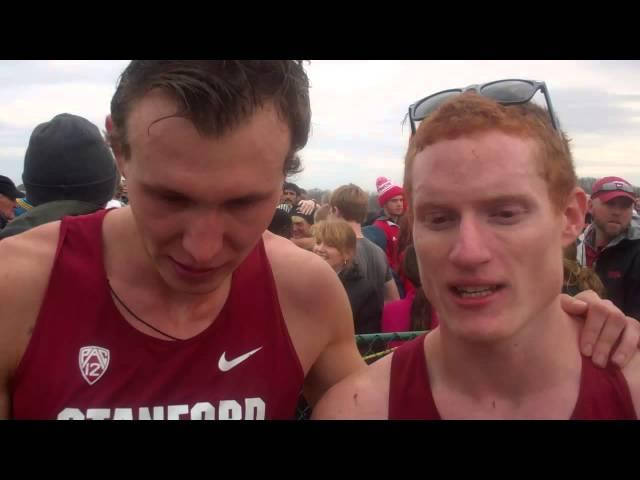 Maksim Korolev and Joe Rosa talk after Stanford's 2nd place at 2014 NCAA Cross Country Championships