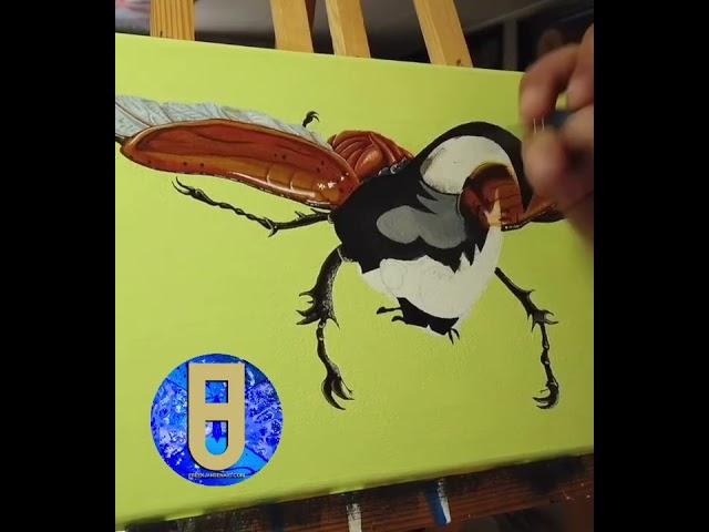 The Real life Hercules Acrylic Painting - “Hercules ” FreekJansenArt #art #beetle #acrylicpainting