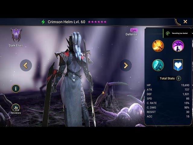 Raid Shadow Legends Hero Showcase Crimson Helm lv 60