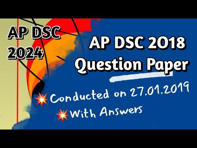 AP DSC SGT 2018  Question paper conducted on 27.1.2019 Session1  with answers