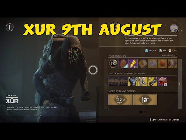 Destiny 2 Xur review 9th August 2024