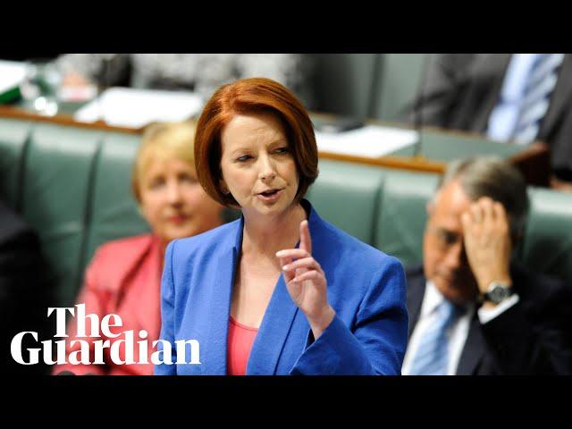 Julia Gillard misogyny speech voted most unforgettable Australian TV moment: watch in full