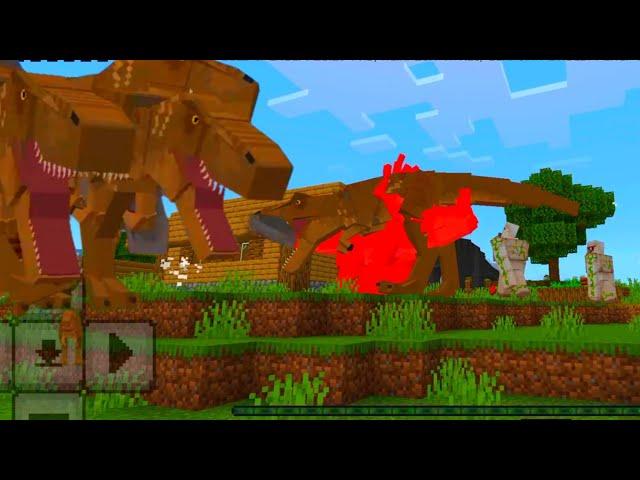 Minecraft DINOSAURS, T-REX vs SINOCERATOPS,IRON GOLEM | Minecraft Best Animal Addons || Minecraft PE