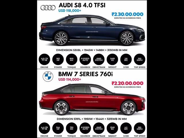 Audi S8 4.0 TFSI vs BMW 7 Series 760i #shorts #car #luxurysedan #audi #bmw