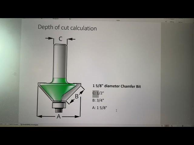 Depth of cut math behind a beveled edge