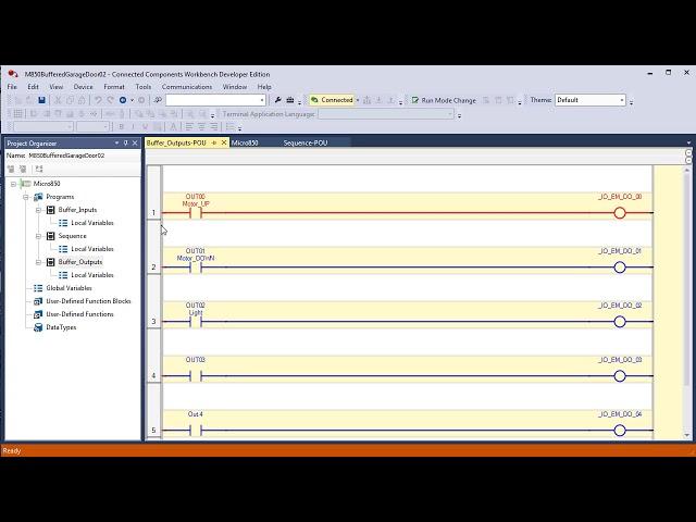 Connected Components Workbench Pt8c - Garage Door Opener example