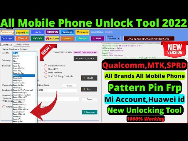 ROM 2 Box v3.03,All Mobile Pattern Pin FRP Mi Account Unlock , All Oppo Vivo Xiaomi unlock tool