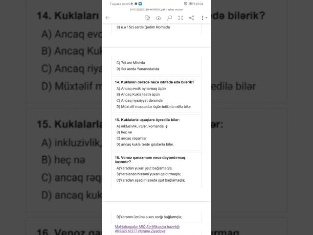 #İşləyən Tərbiyəçi-müəllimlər üçün keçirilən imtahan suallarının izahı.Məktəbəqədər Nuranə Ziyadova