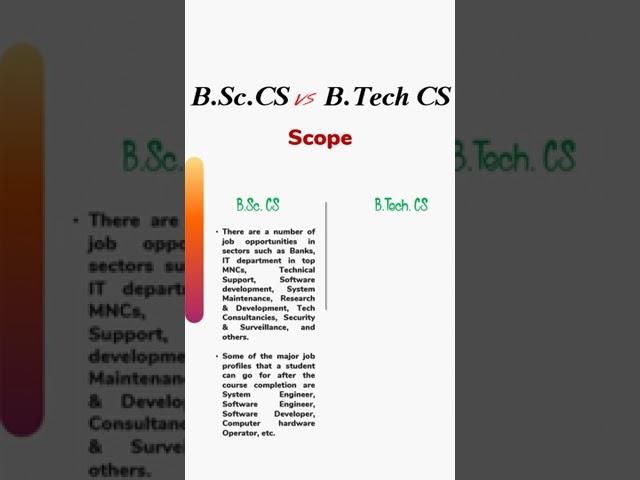 BSc CS vs B Tech CS Which Is Better | BSc CS vs B Tech CS Ka Scope Kitna Hai | Scope After BSc vs BE