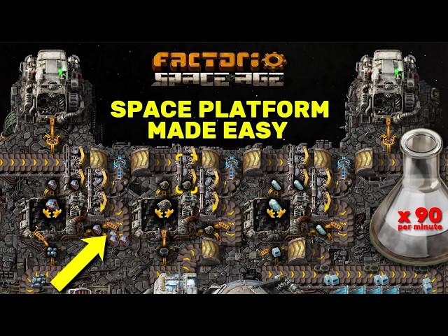 Efficient Space Science Platform in Factorio - No Circuit Logic - 90 SPM Beginner Guide / Tutorial