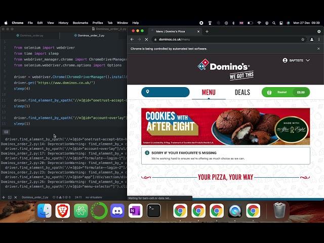 Pizza-Order Bot Python - Domino's Pizza