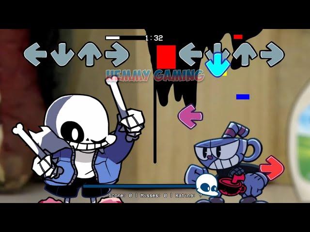 Indie Cross Sings Sliced Cuphead Sans Ink Bendy Sings Sliced V2 | FNF But Everyone Sings It