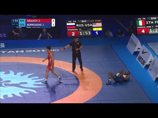 1/2 FS - 74 kg: Z. SIDAKOV (RUS) v. J. BURROUGHS (USA)