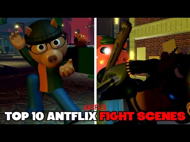 Top 10 Piggy Antflix Fight Scenes (Roblox Animation)