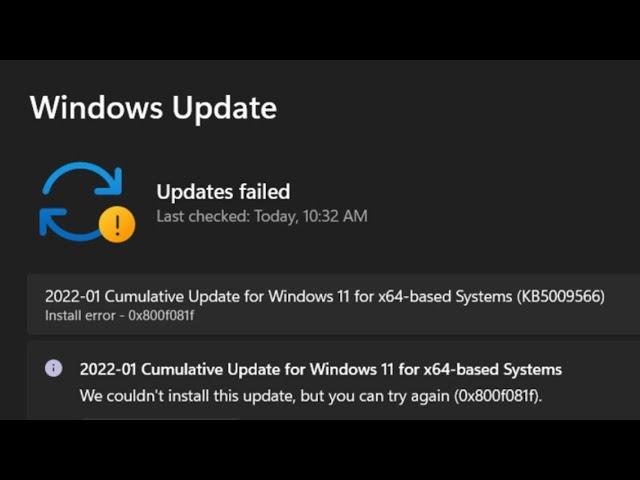 How To Fix Windows Update Install 0x800f081f Error on Windows 11/10