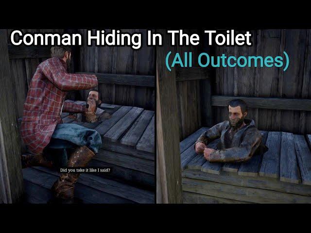 What Happens To The Conman Hiding In The Toilet If You Help Him or Turn Him In (All Outcomes) - RDR2