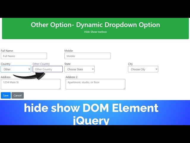 Dynamic Textbox on condition hide show jQuery  | jQuery tutorial | jQuery tutorial for beginners