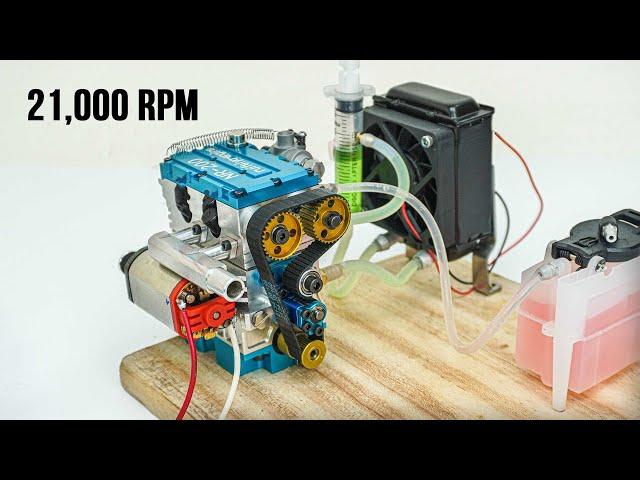 Inline 2 Cylinder 4 Stroke Water Cooled Nitro Engine Test- NR200 Engine | ENGINEDIY