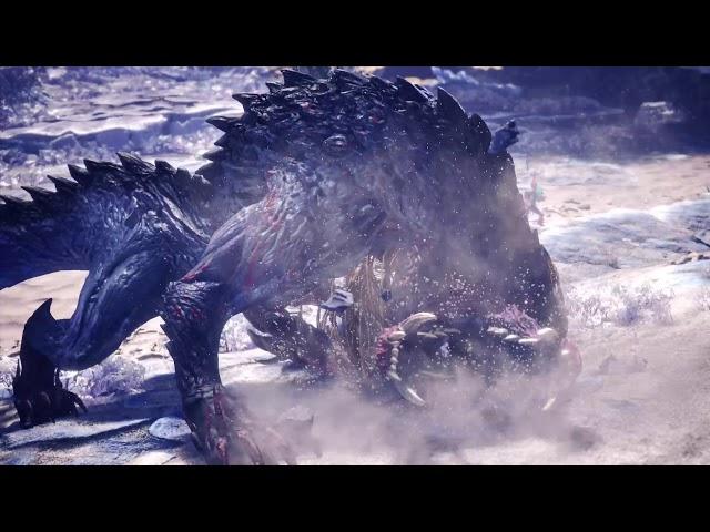 Monster Hunter World: Iceborne: Ebony Odogaron intro (Ebony Odogaron vs Odogaron cutscene)