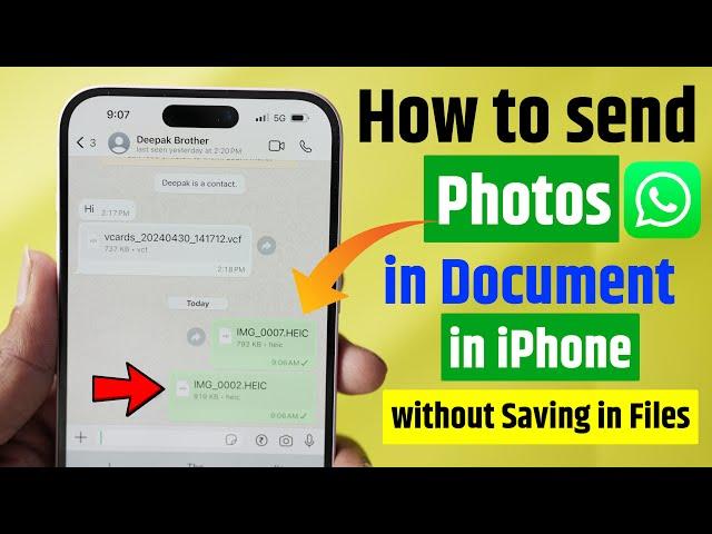 How to Send Photos as Document in WhatsApp in iPhone New Update without Saving in Files 2024