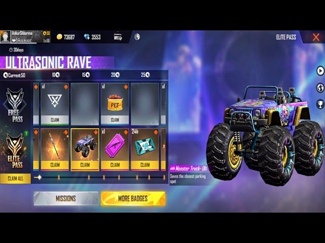 Free Fire New Elite Pass Season 30 Full Detailed Review || New Monster Truck Skin in Elite Rewards