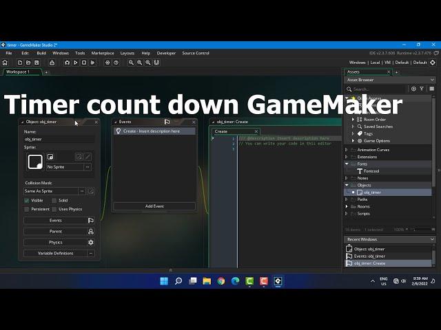 Timer count down tutorial -Gamemaker studio 2