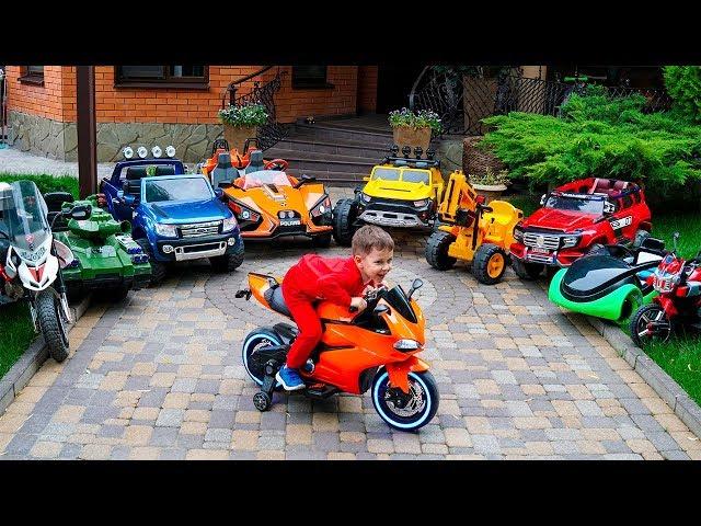 Artem Ride on Toy Tractor Police Car Tank kids Sportbike Learn Colors with Cars Collection