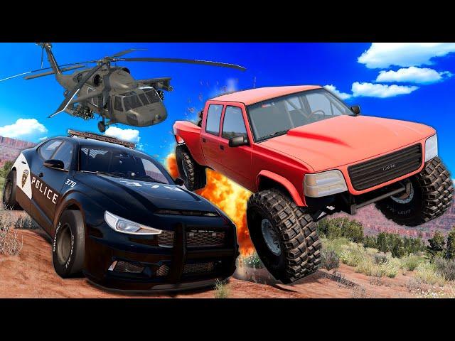 HELICOPTER POLICE CHASE with Stolen FAST Cars in BeamNG Drive Mods!