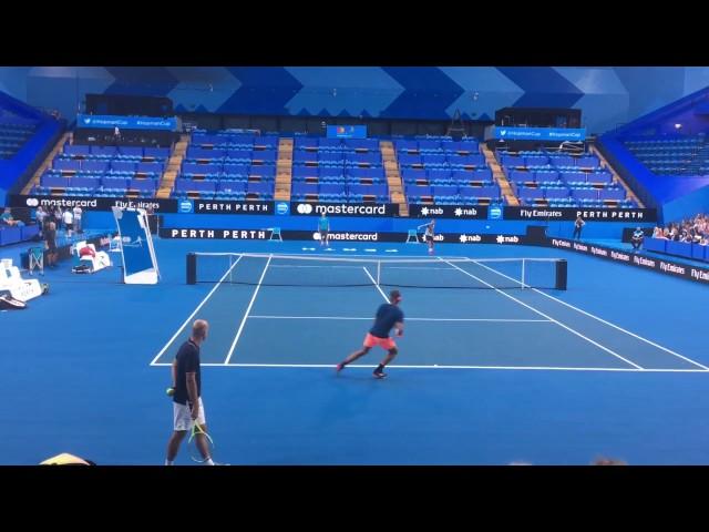 Roger Federer Hopman Cup 2017 Open Practice - Court Level