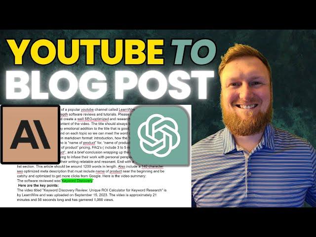 YouTube to Blog Post Using ChatGPT Plus and Claude AI