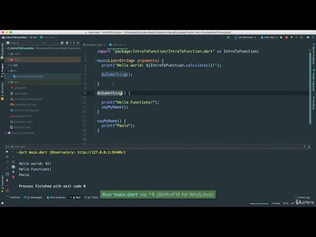 25  Introduction to Functions in Dart   Full Flutter & Dart Course UDEMY