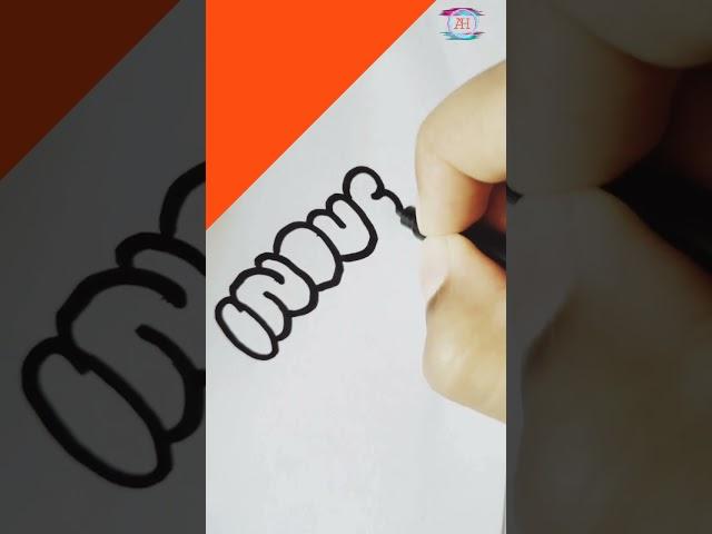 #shorts/HOW TO DRAW "Indhubala" IN BUBBLE LETTERS