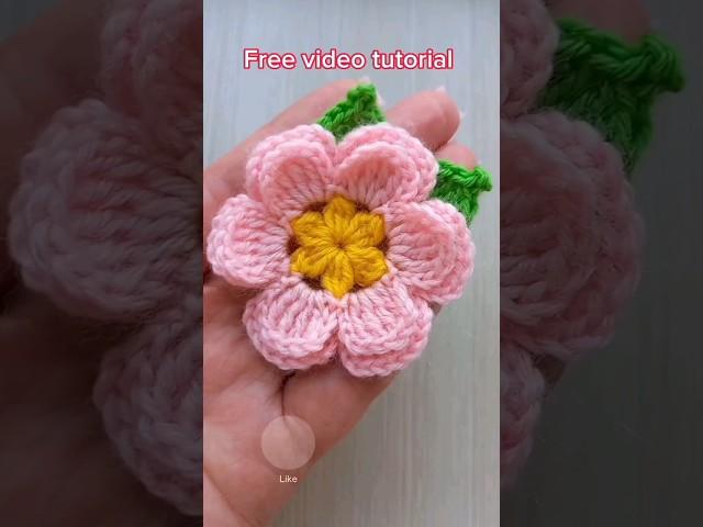 Видеоурок как связать цветок крючком листик Цветы крючком Flower Crochet Tutorial #MagichookCrochet