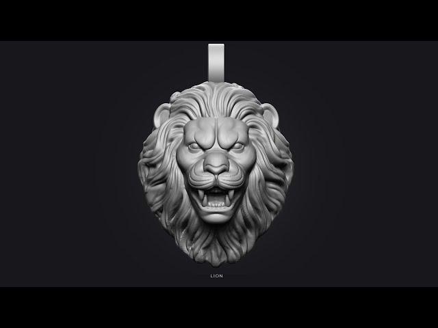 lion pendent  Sculpt in ZBRUSH (  jewelery design)