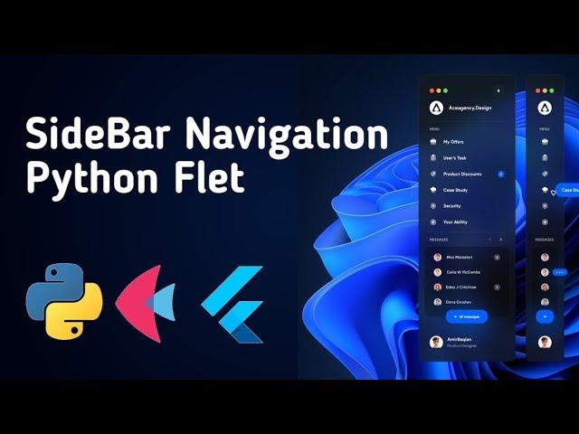 Flet Sidebar Navigation Glass Design | in python flet | flutter python