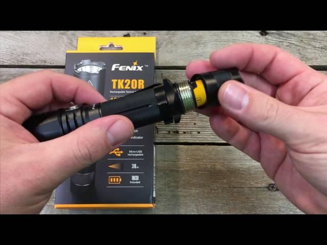 Fenix TK20R Rechargeable Tactical LED Flashlight - Micro USB Charging 18650 Battery INSIDE the Light