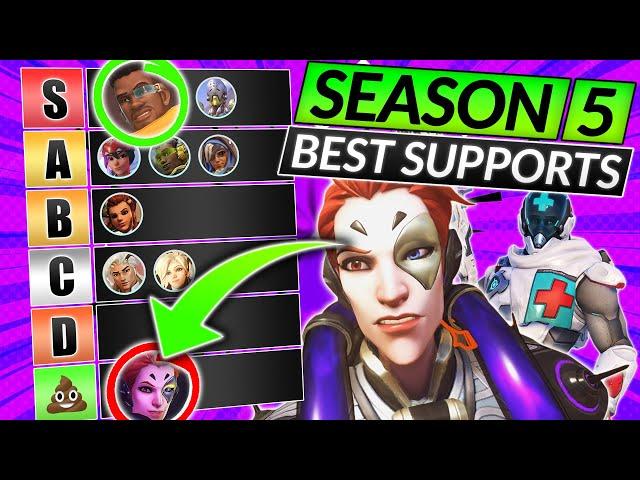 NEW SEASON 5 TIER LIST - BEST and WORST SUPPORT HEROES to Rank Up! - Overwatch 2 Ranked Guide