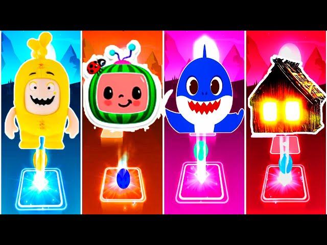 Oddbods Vs Cocomelon Vs Baby Shark Vs House Head -Tiles Hop Edm Rush.  Who Is Best ？