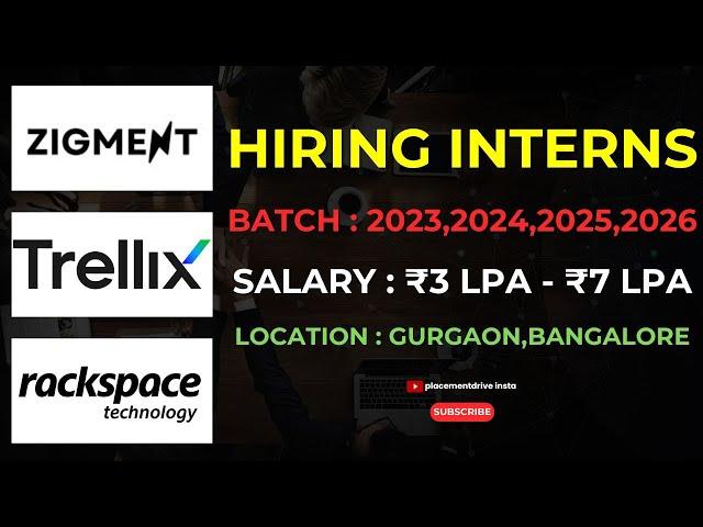 Top Software Engineering Internships for Freshers | Trellix, Zigment & Rackspace Technologies!