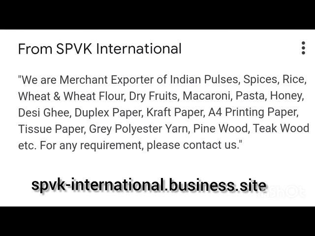 SPVK International || Merchant Exporter in India || Rice, Paper, Wood, Food Items