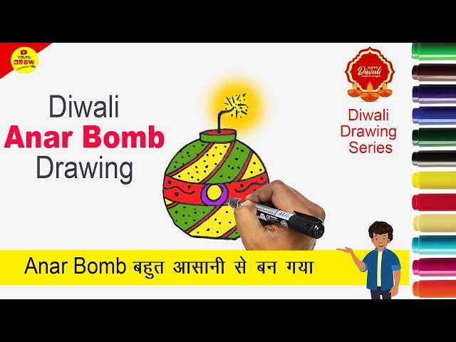 how to draw crackers - Anar Gola | Diwali drawing series